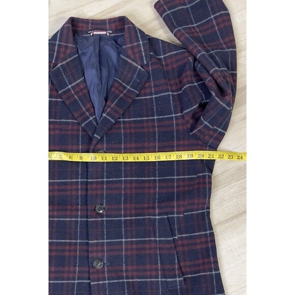 Tommy Hilfiger Men's Red and Blue Coat M Wool Blend - Picture 4 of 9